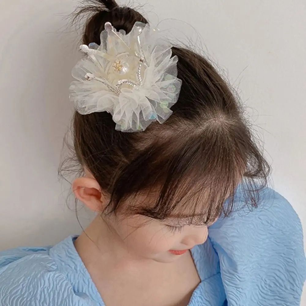 여아용 공주 머리핀 메쉬  머리핀, 크리스탈 레이스, 어린 소녀 왕관 헤어 액세서리, 티아라 및 왕관