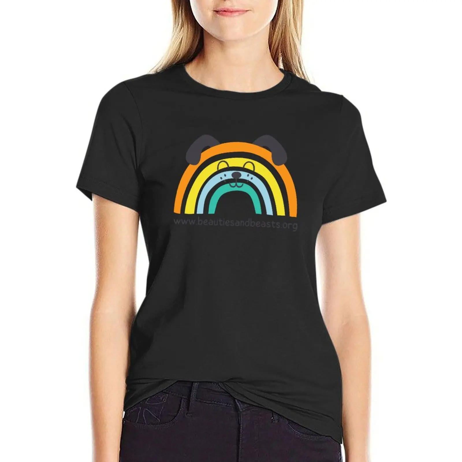 

Rainbow Pup T-Shirt Aesthetic clothing aesthetic clothes Female clothing t-shirts for Women cotton