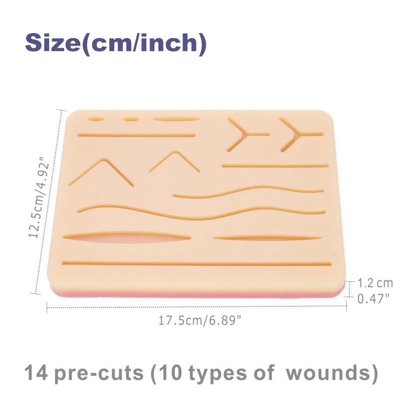 Kit de formation de suture, Kit de pratique de suture médicale comprenant  17 coussinets de suture de plis pré-coupés, outils de suture, fil de
