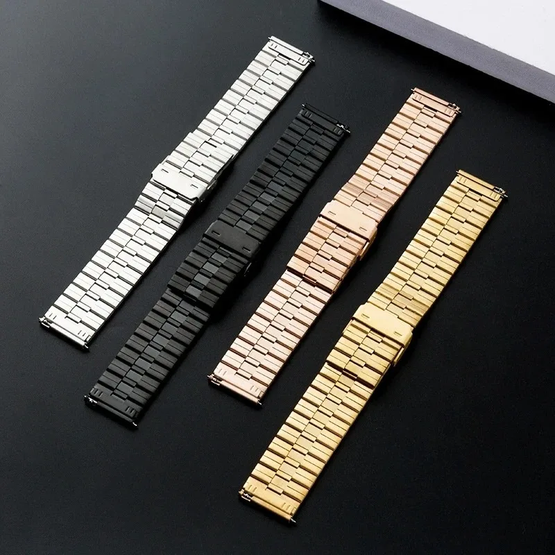 Elegant Stainless Steel Metal Strap, 20mm 22mm Band Bracelet