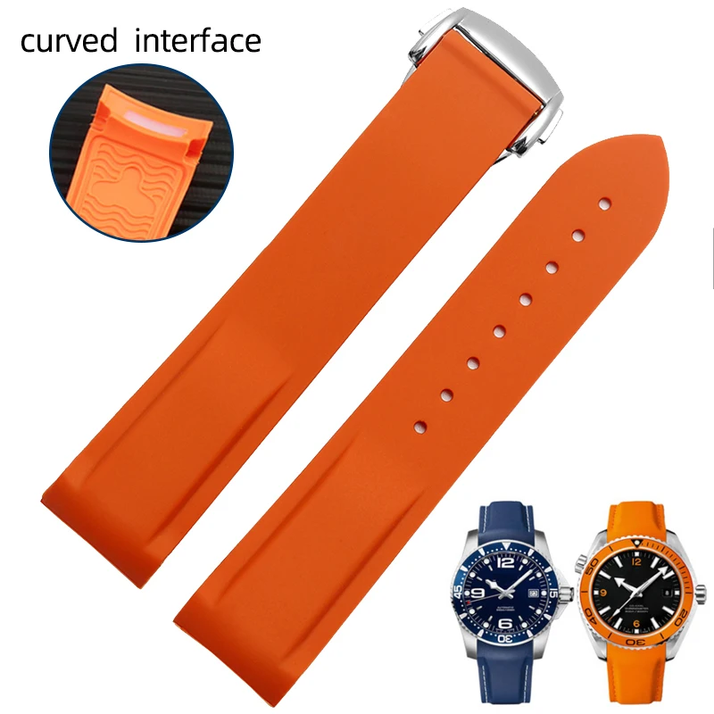 Cinturini Per Orologi In Gomma Siliconica Con Interfaccia Curva Da 20Mm 22Mm Per Omega Seamaster 300 Cinturino Speedmaster Cinturino Seiko Skx