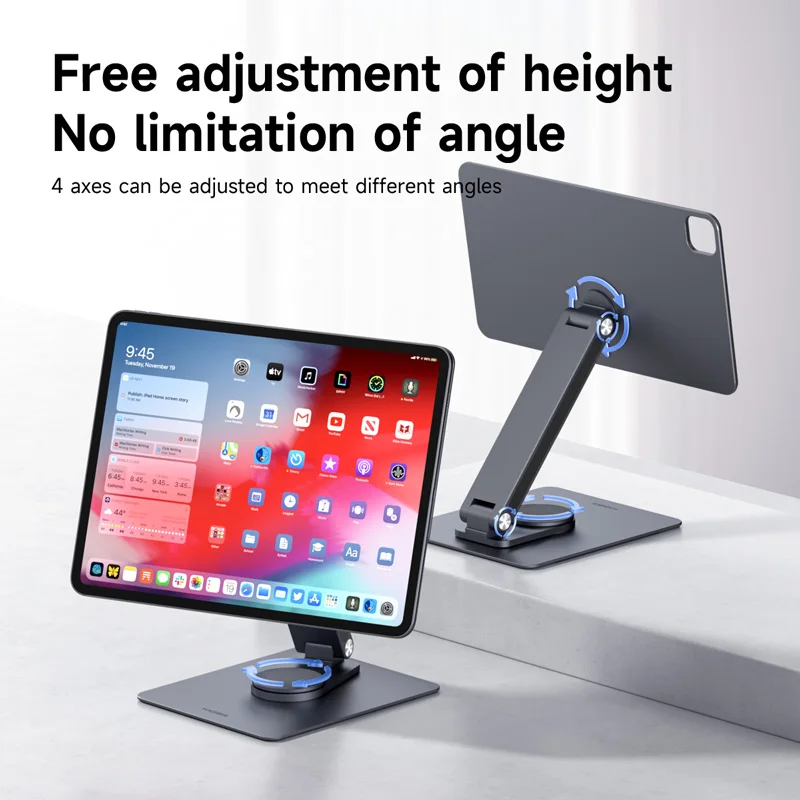 Hagibis Magnetic Stand for iPad Pro M4 2024 11inch 13inch with Hub Tablet Docking Station 360° Adjustable Mount Foldable Holder