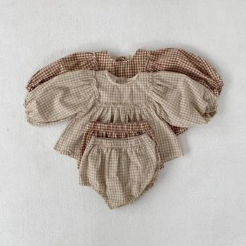 Toddler Girl Plaid Blouse & Shorts Set 1