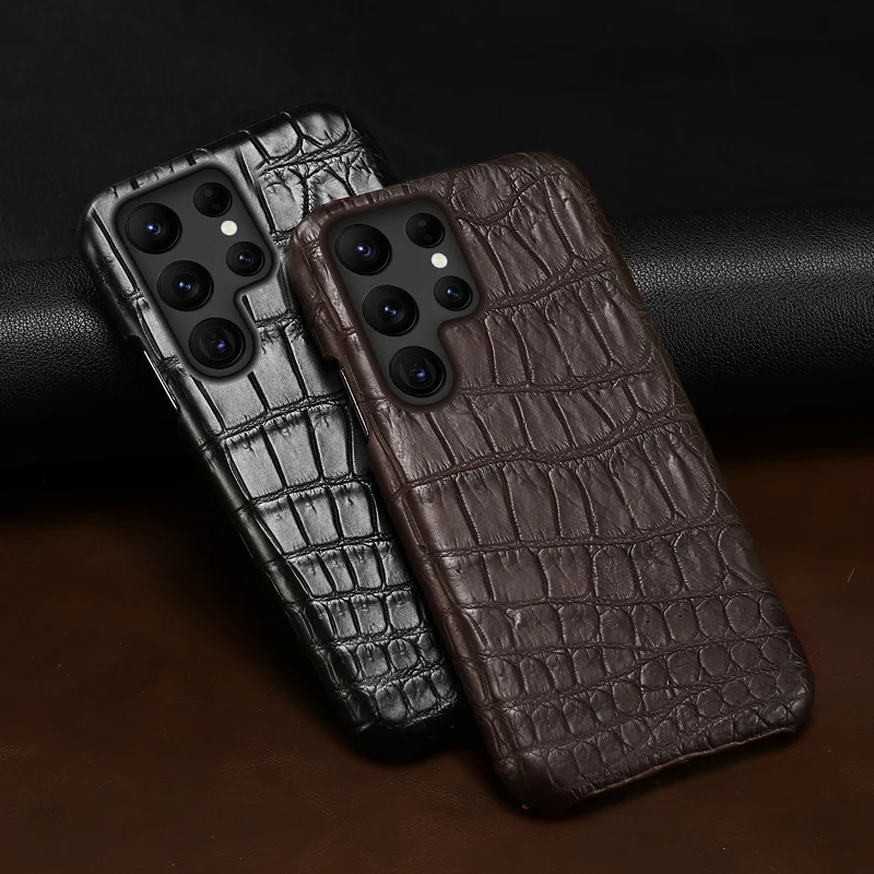 

Natural Crocodile Leather Matt Phone Cover Case For Samsung Galaxy S23 S21 S22 Ultra S20 S21 FE S22 Plus Note 20 A51 A52S 5G A54