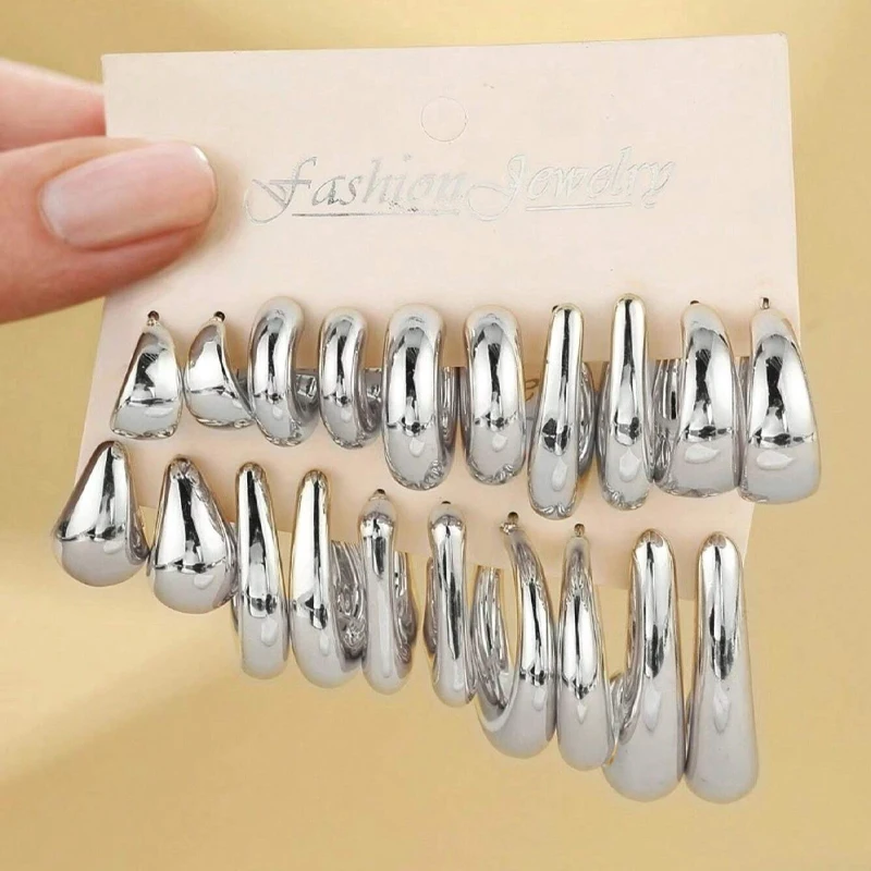 20 Pcs/Set New C-shaped Lightweight Earring Set for Women Vintage Elegant Teardrop Stud Earrings Daily Wear Jewelry Gifts 2025