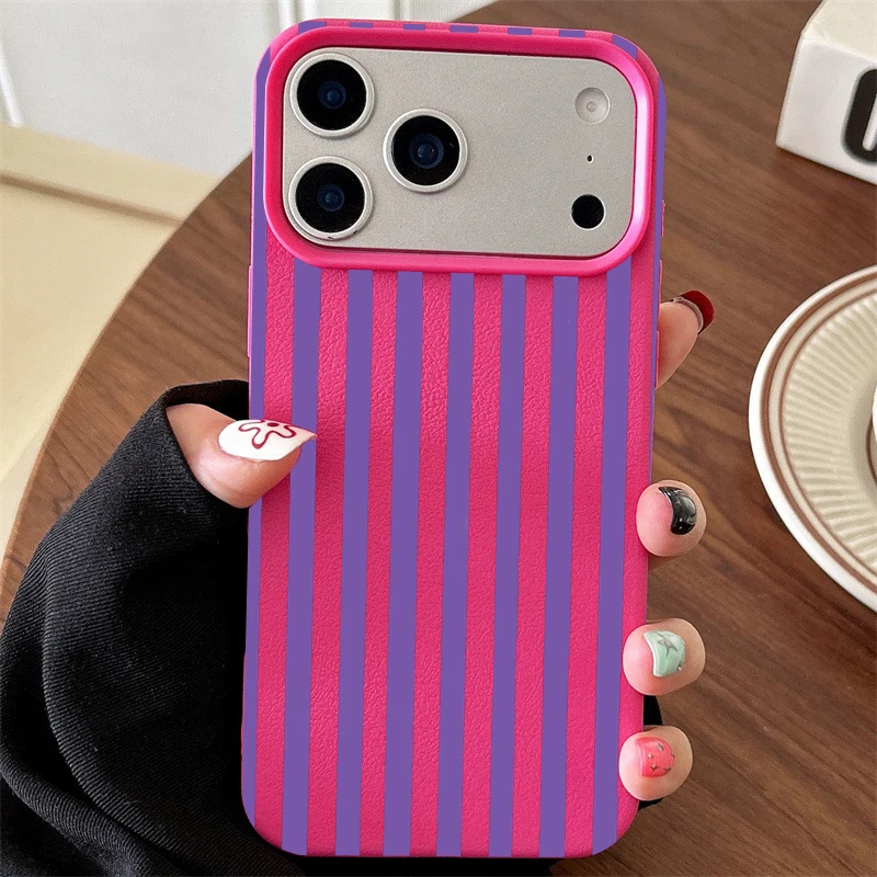 ตัวเลือกสินค้า เคสโทรศัพท์มินิมอล ลายทางสีสันสดใส สำหรับ iPhone ทุกรุ่น
