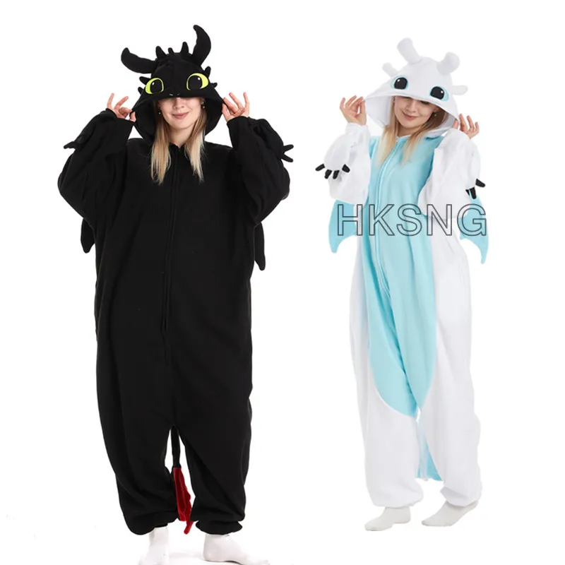 Pyjama Kigurumi Adulte Dragon Sans Dents, Combinaison Animale, Pyjama d'Hiver, Costume de Cosplay Halloween Noël