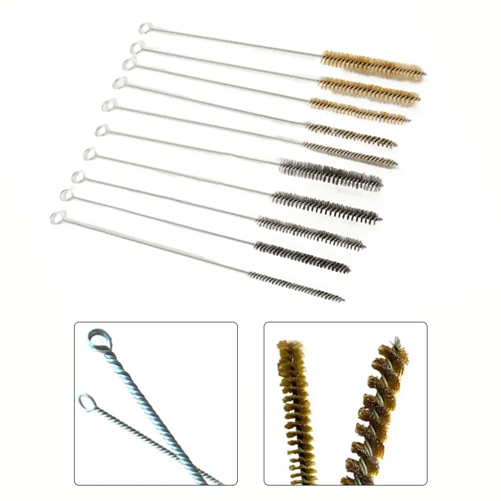 5/10pcs Channel Cleaning Brushes Stainless Steel Brass Brush Rust Removal Tools For Ports Tubes Bearings Cylinders Clean Tools