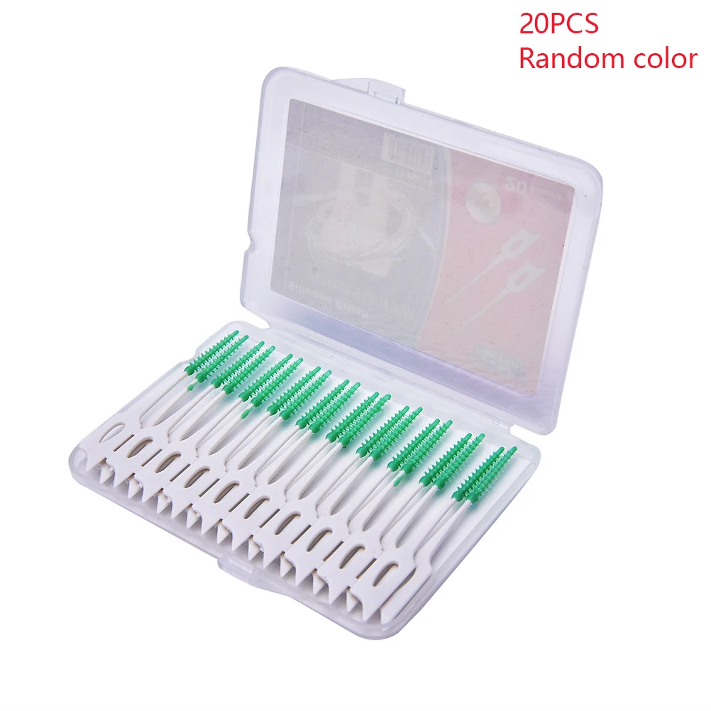 

20PCS Soft Silicone Head Interdental Brush Super Soft Dental Cleaning Brush Dental Floss Toothpicks Teeth Care Ultra-fine