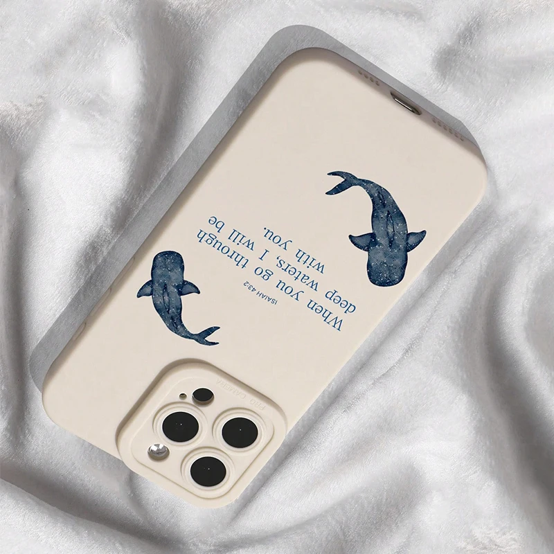 Minimalist Whale Shark Art Bible Verse TPU Phone Case Cover