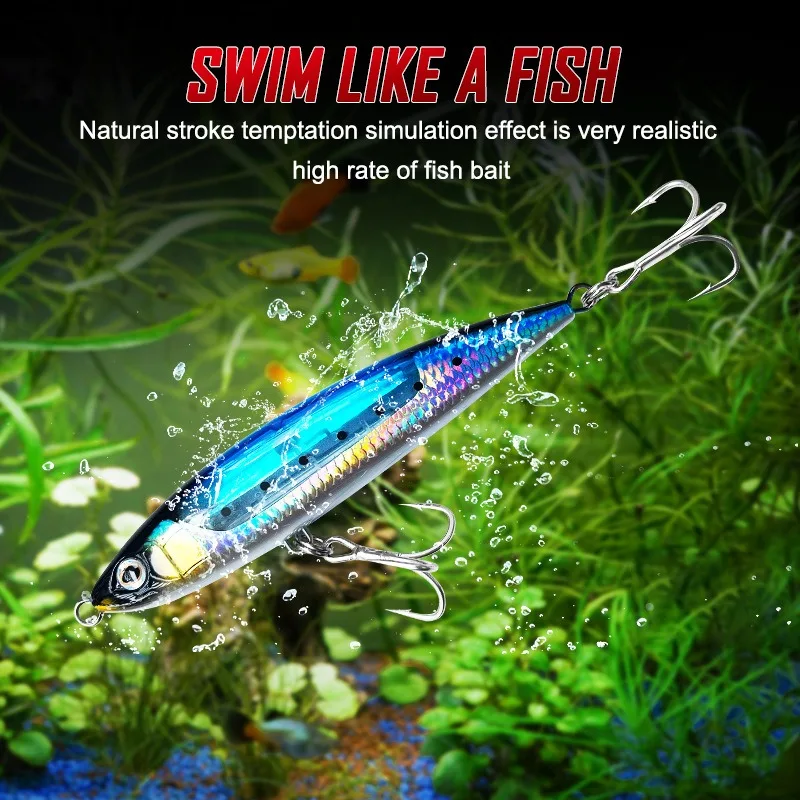 Sinking Pencil Fishing Lure 69g Flash Flake Wobbler Artificial Hard Bait Seawater Lures Tuna Sailfish GT Fishing Lures
