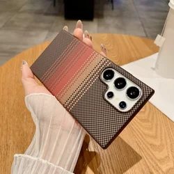 Ultra Thin Carbon Fiber Texture Magnetic Armor Case - Premium Hard PC Cover for S25 (Sunset Purple)