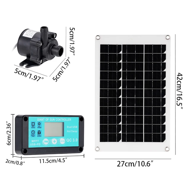 50W 350L/H Mini Kefe Nélküli Napenergia -Szivattyú Dc 12 V Napelem Napelemes Töltésvezérlő Ultra Silent Pond Garden Kit Akvárium - Image 6