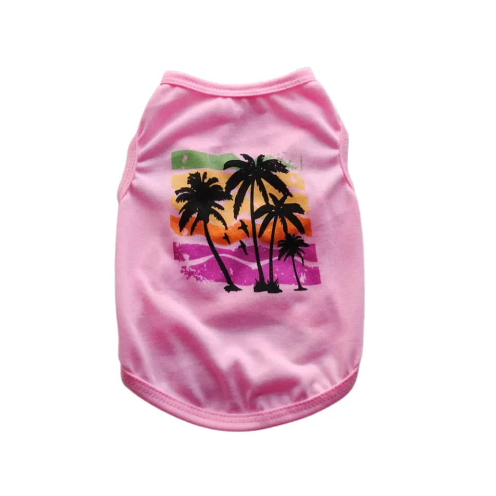 thumbnail image 1 of 2023 Nueva llegada de verano estilo playa camiseta para perros cachorros ropa barata de algodón transpirable para perros pequeños chaleco para mascotas suministro, 1 of 4
