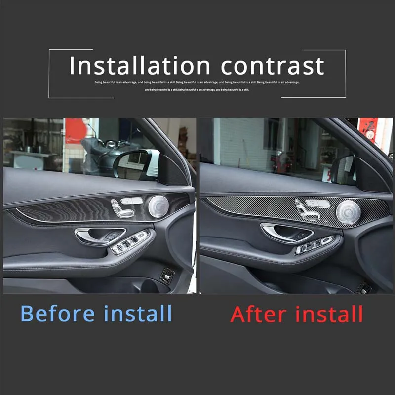 메르세데스-벤츠 C-클래스 GLC W205 C180 2014-2020 자동차 인테리어 도어 장식 패널 커버 트림 소프트 카본 파이버 액세서리