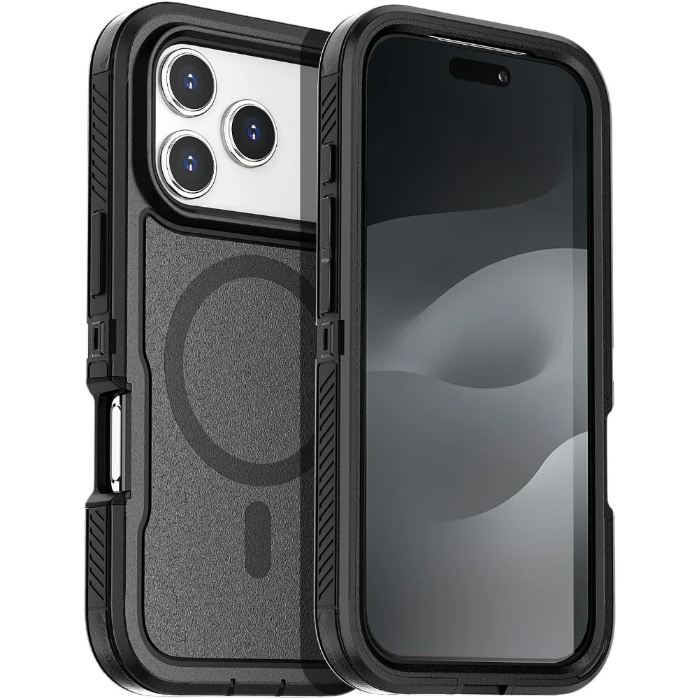Heavy Duty Armor Magnetic Case - Anti-Slip, Wireless Charging Compatible, Full Protection Cover