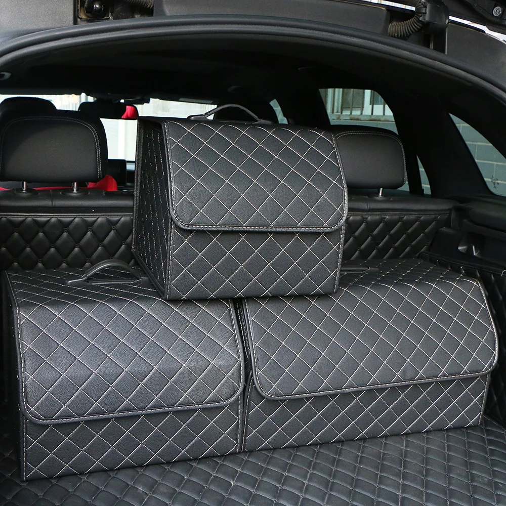 

Car Storage Box Large Capacity Multifunctional Luggage Storage Box Folding Storage Bag Leather Emergency Storage Box Sorting Box