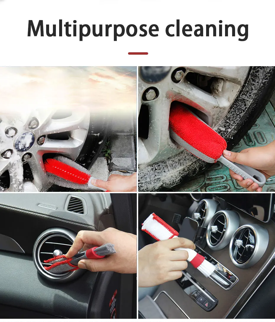 3Pcs Car Detailing Brushes Multifunctional Cleaner Air Outlet