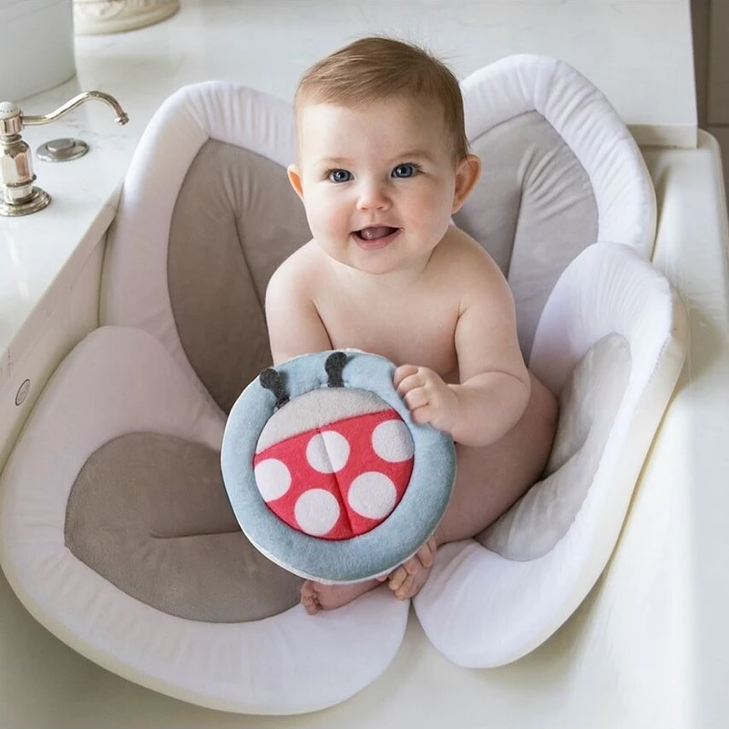 

Baby Bath Flower Pad for Baby Blooming Sink Bath Infant Sunflower Cushion Mat Bathtub Mat Newborn Shower Seat Accessories