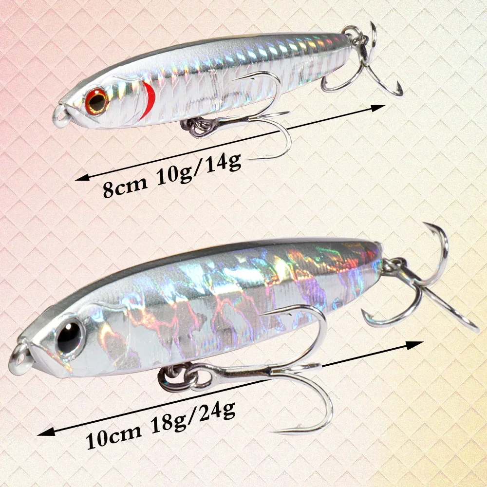 GOBAIT Sinking Pencil Bait 10g 14g 18g 24g Minnow 8cm 10cm Angelhaken Metall Jig Wobbler Plopper Casting Gear Popper Pesca Lure – Detail 1