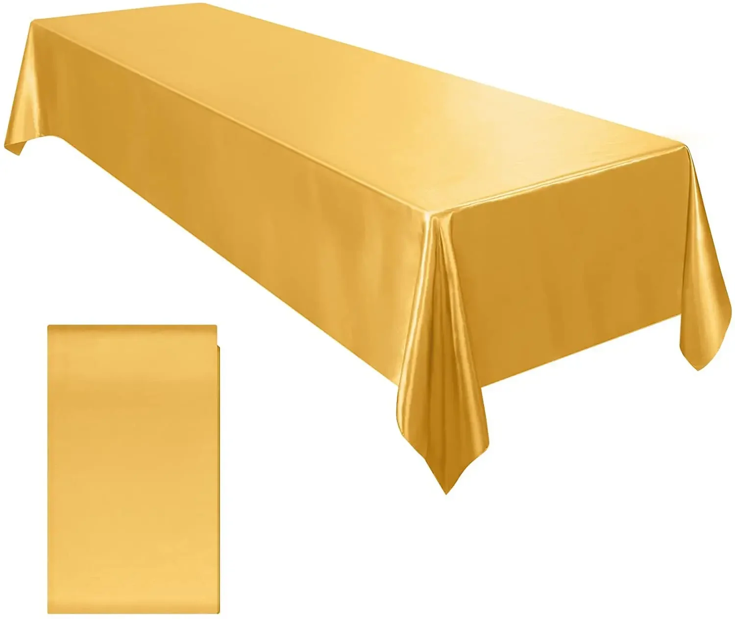 RONGER Tovaglia Rettangolare In Raso Oro: Elegante Per Matrimoni, Feste E Natale, 145x250cm