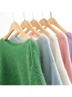 Elegant See-through Women Sweater Pullover Loose Jumper Autumn Winter Soft Warm Women Knitwear Sweater Basic Solid Cashmere Tops - Image 6