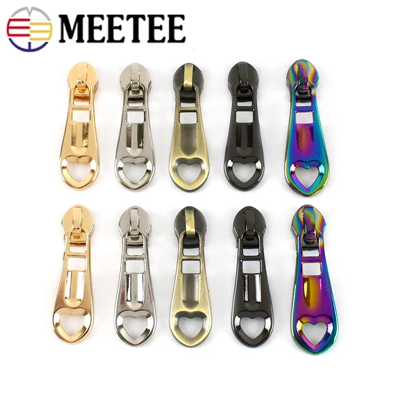 

10/30/50Pcs Heart Zipper Puller for 3# 5# Nylon Zippers Clothes Bag Pocket Metal Zip Head Slider DIY Sewing Repair Accessories