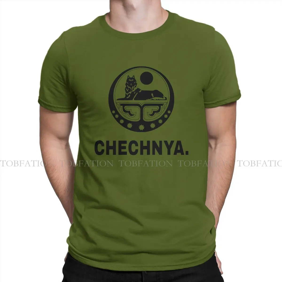 

CHECHNYA Chechen Wolf Мужская футболка, хлопковая модная футболка с круглым вырезом, одежда Харадзюку