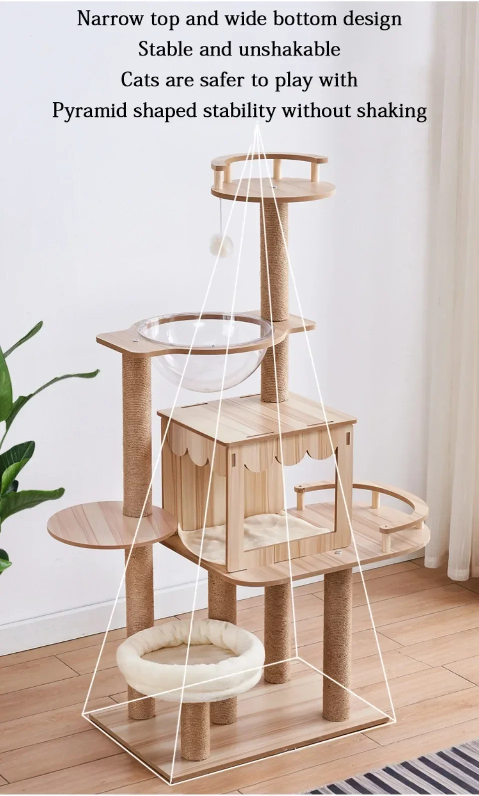 Title 3, Solid Wood Cat Nest Tree Tower Apartment Scratc...