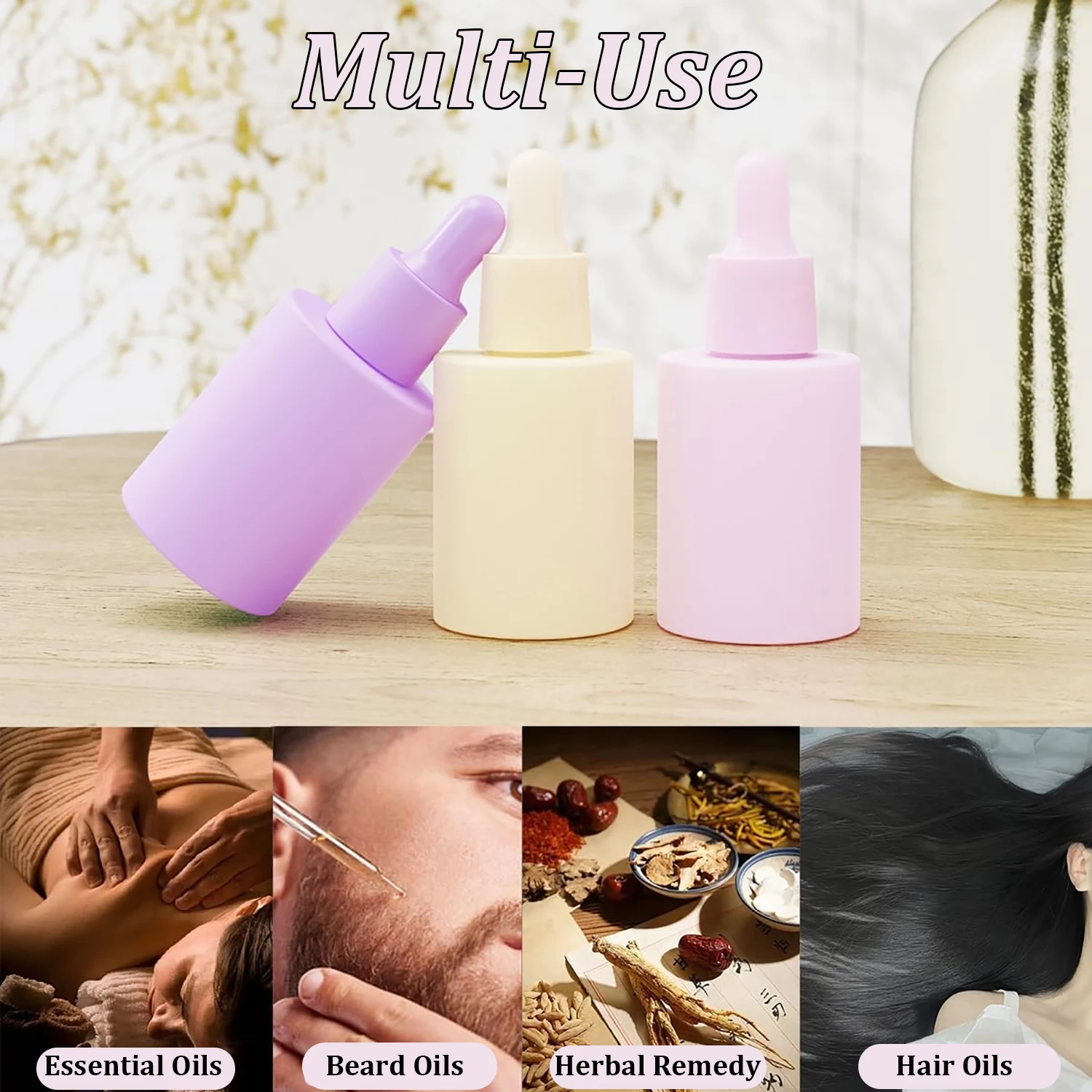 Description Picture 6 of item10PCS 30ml Dropper Bottles Macaron Colored Glass Container Mini Travel Essentials Bottle With Glass Drop Pipettes Cap Refillable