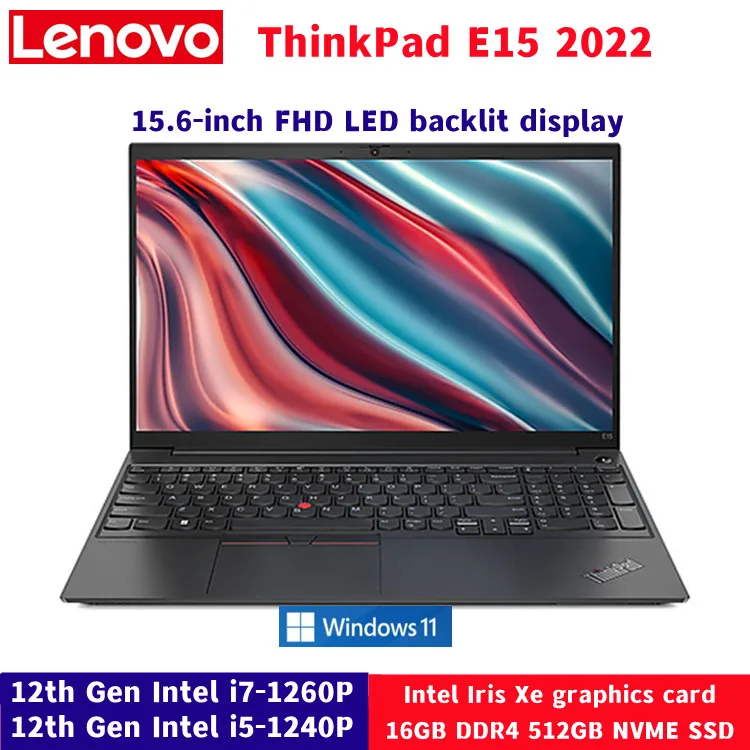 

Lenovo Laptop 12th Gen ThinkPad E15 2022 i5-1240P/i7-1260P Intel Xe 16G 512G SSD 15.6" 100% sRGB Screen PC