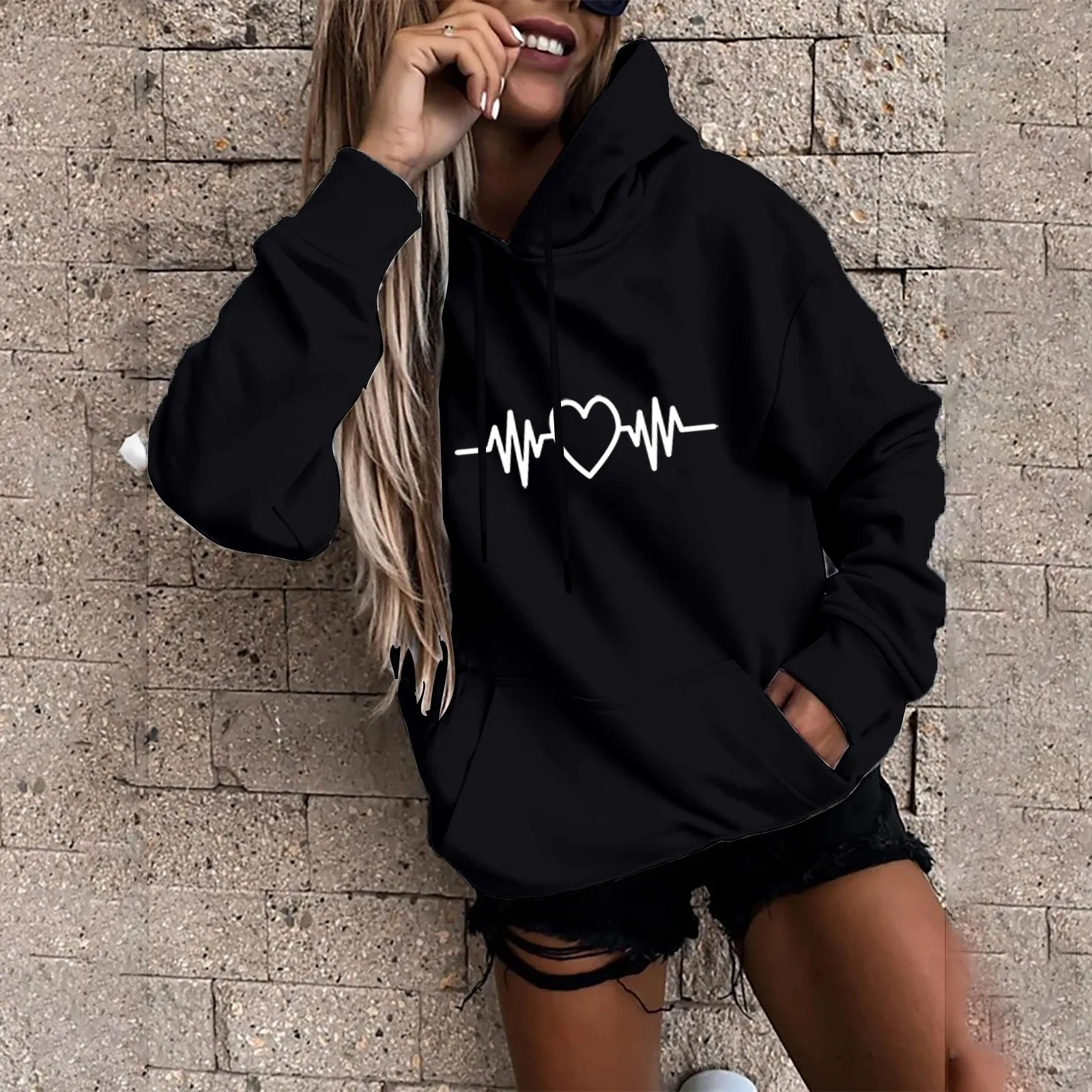 Heart Sweets For Woman Female Love Hoodie Langärmeliger Damenpullover mit Kapuze, lässig, bedruckt, Damen-Kapuzenpullover_voghion.com