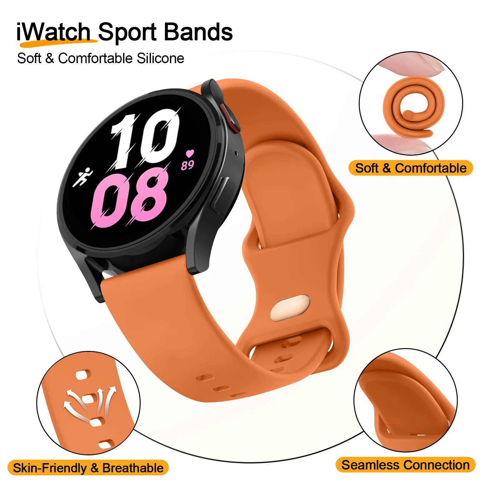 Versatile 20mm Silicone Watch Strap - Durable & Stylish Wristband Replacement