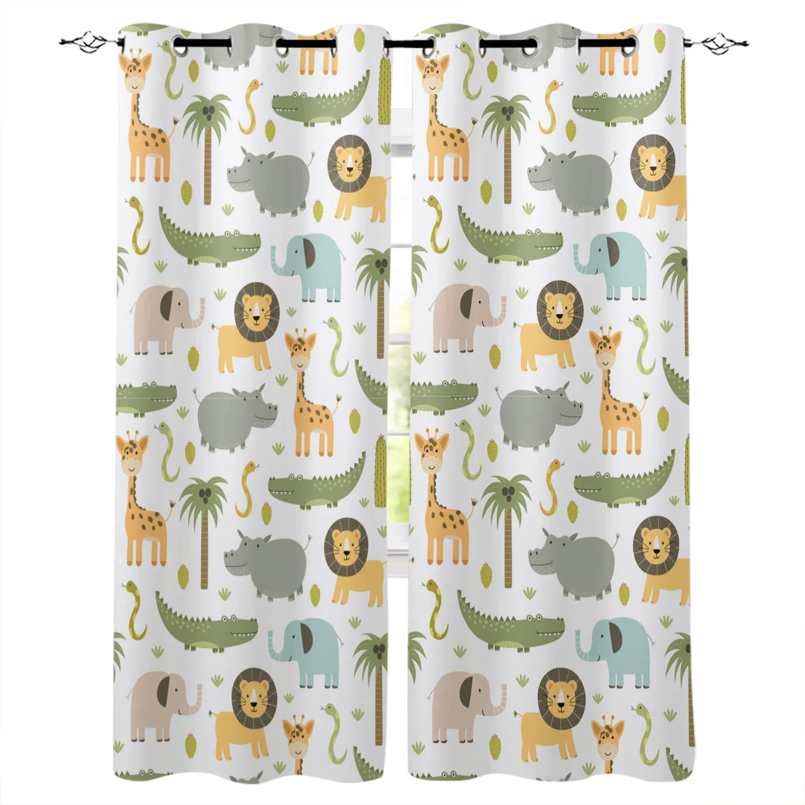 

Cartoon African Animals Elephant Giraffe Blackout Curtains Window Curtains For Bedroom Living Room Decor Window Treatments