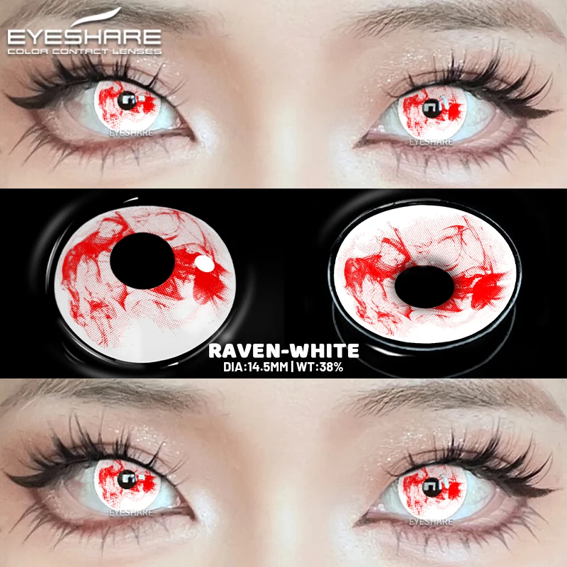 EYESHARE Fantasy White and Red Anime Eye Contact Lenses - Perfect for Halloween and Cosplay Makeup