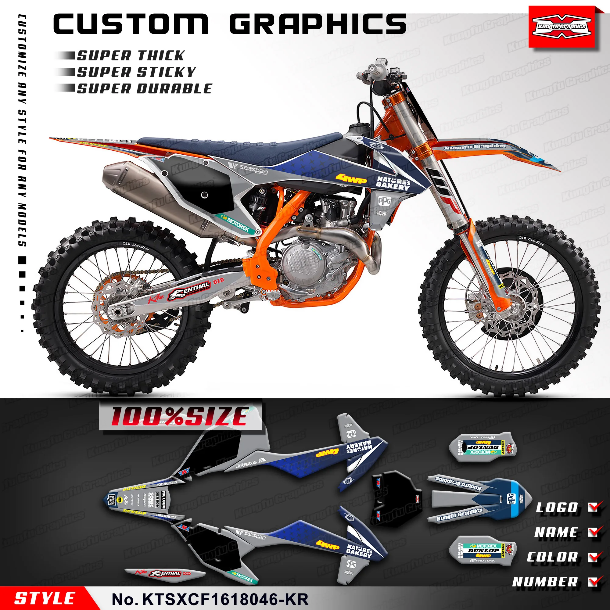 

KUNGFU GRAPHICS Motocross Stickers Kit for KTM 125 150 250 350 450 SX SXF SX-F XC XCF XC-F 2016 2017 2018 KTSXCF1618046-KR