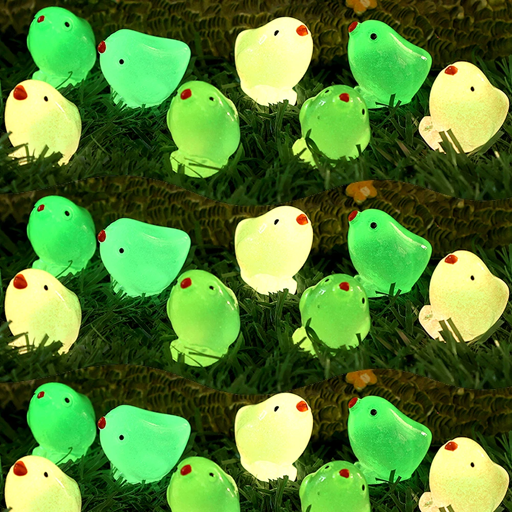 

20/10/5/2Pcs Luminous Ornament Cute Resin Color Chicken Decor Glow in The Dark Car Garden Micro Potted Landscape Ornament Decor