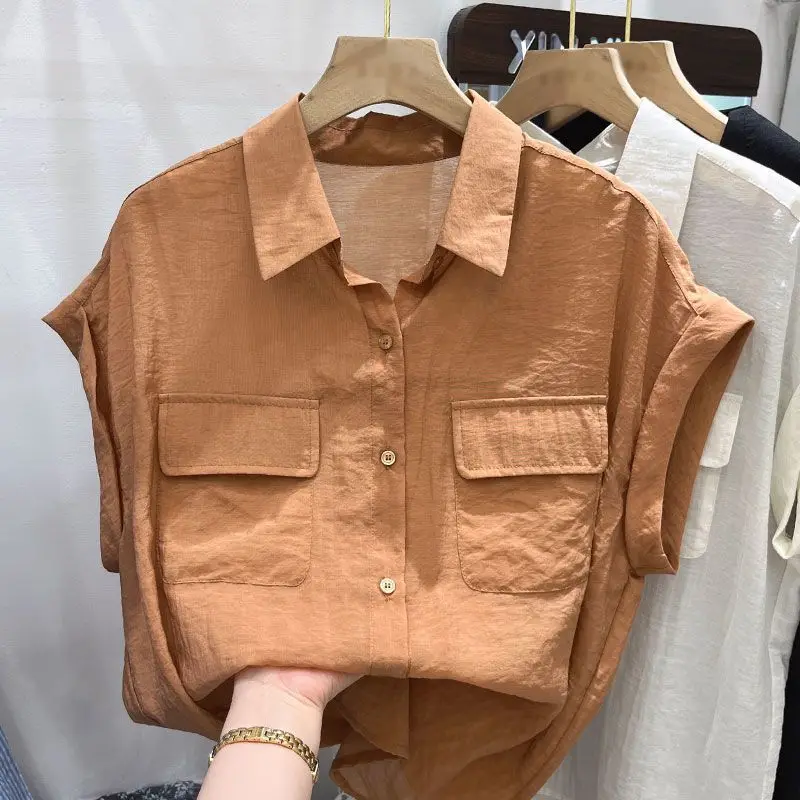 Casual  Neck Sleeveless Shirt Women Summer Design Hong Kong Style Loose Fashion Texture Small Top Polyester Fiber