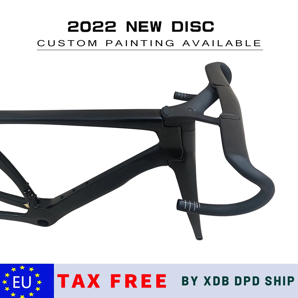 Custom Painting 2022 New Road Frame T1000 Carbon Disk Bicycle Racing Frameset BBright With Handlebar Disc BrakeXDB DPD Ship