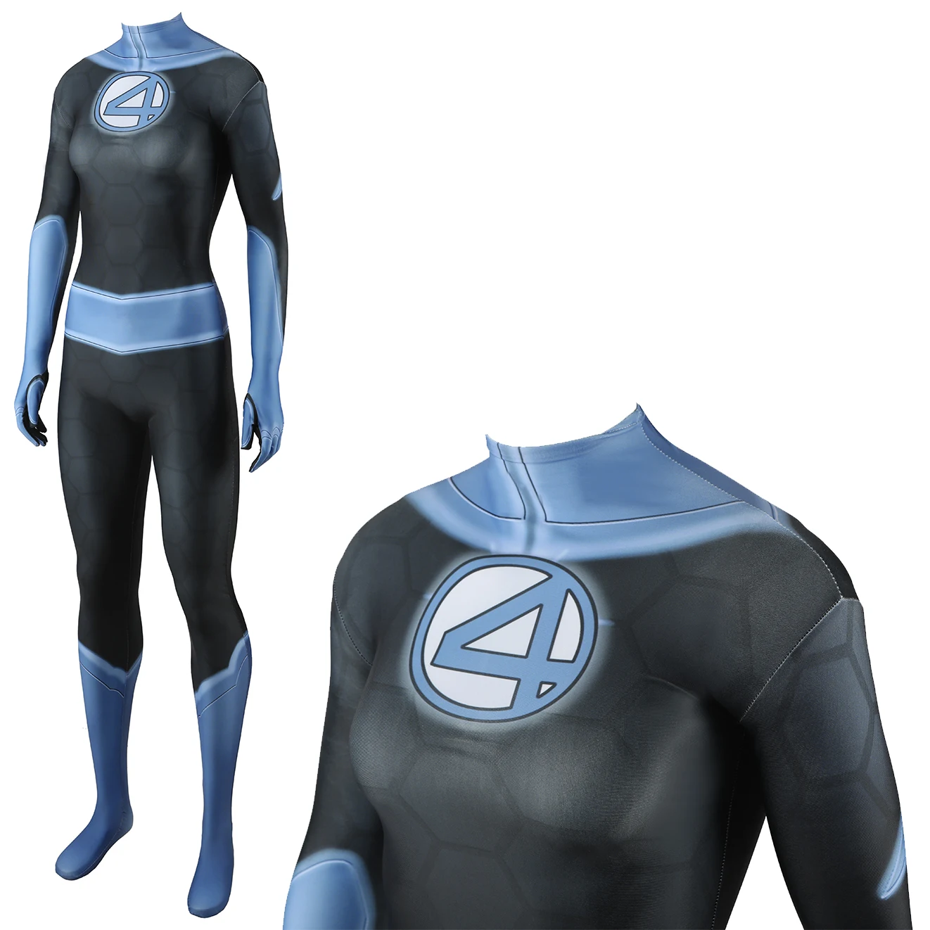 Marvel-Inspired Invisible Woman (Susan Storm) Spandex Bodysuit Cosplay Costume for Women