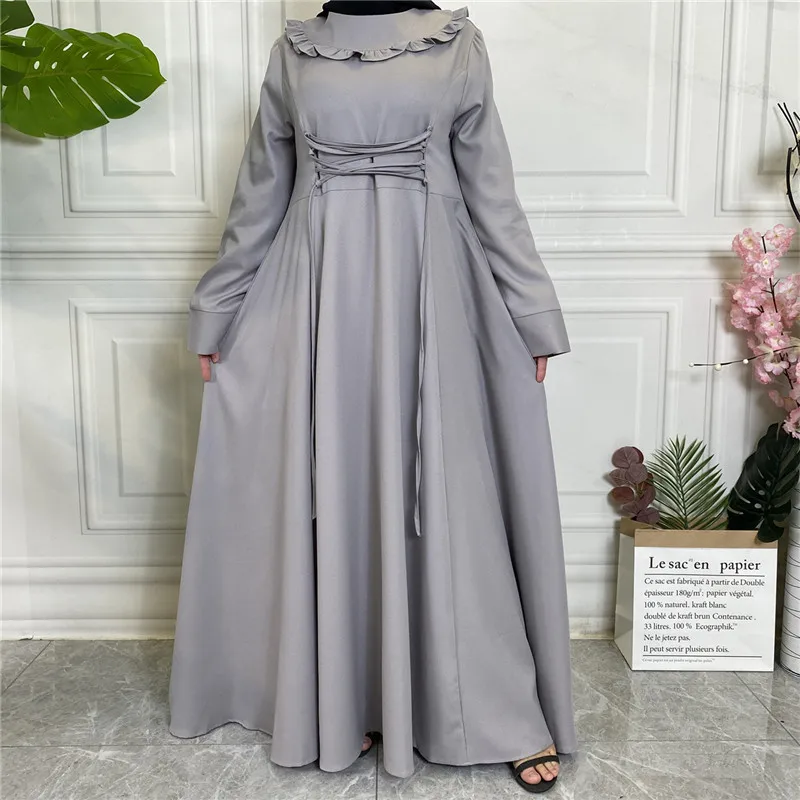 

Abaya Дубай Средневосточный толстый креп платье с большим подолом с длинными рукавами мусульманские платья для женщин