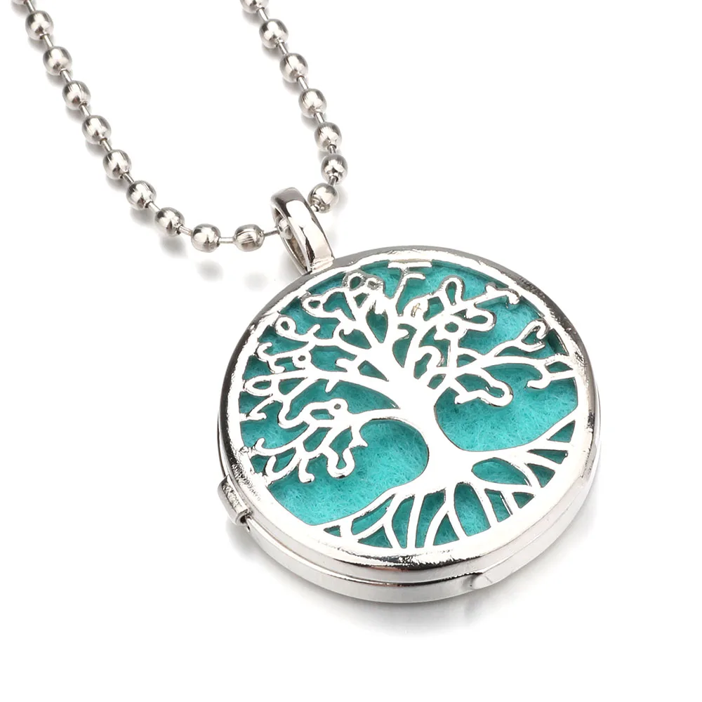 NewDiffuserJewelryAromatherapyTreeofLifeNecklaceOpenLocket