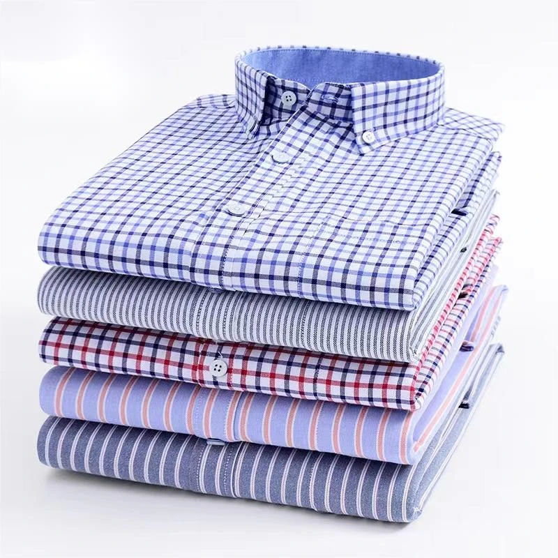 Man Checked Shirts New Style Quality Oxford Long Sleeve Classic Fit