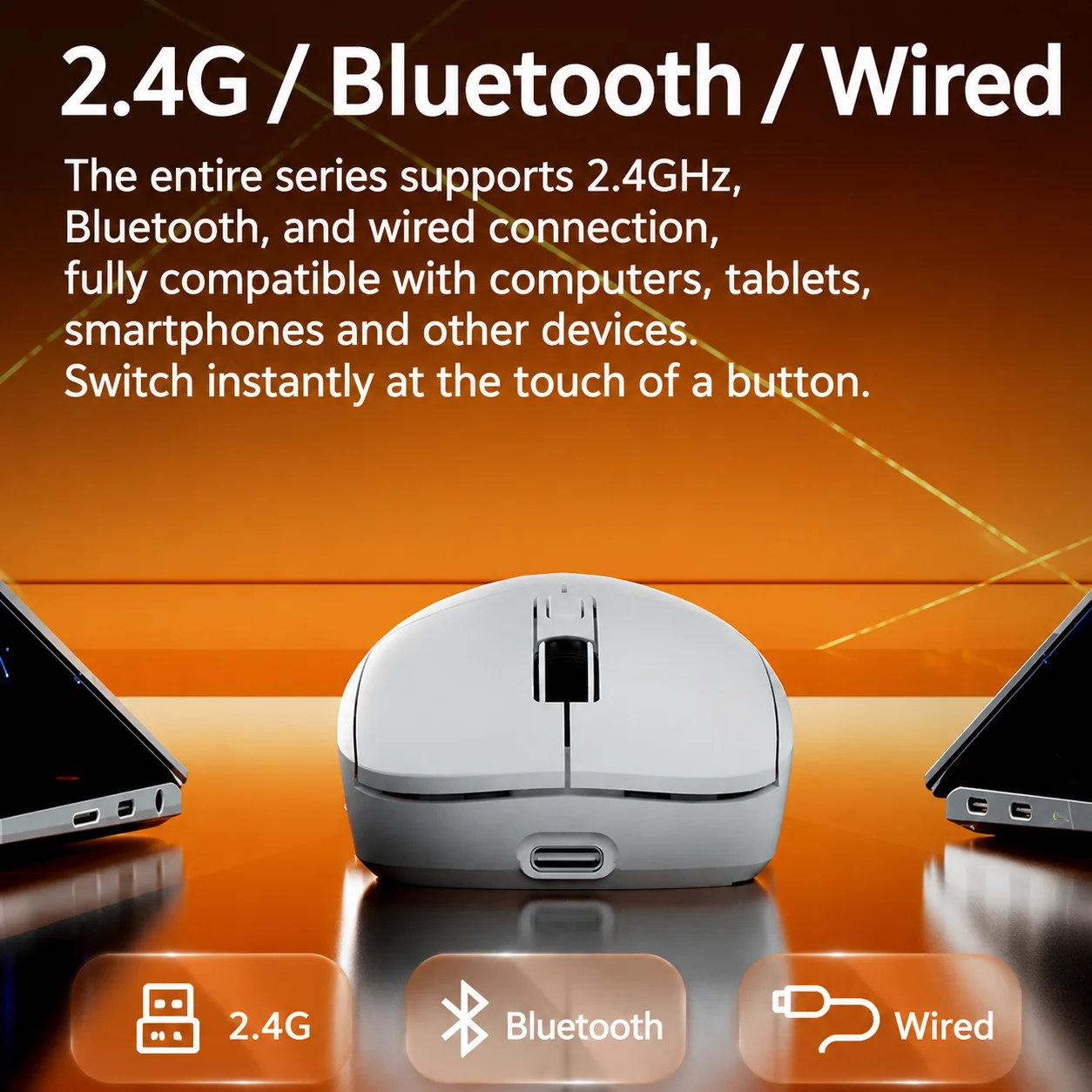 รูปสินค้า เมาส์เกมไร้สาย 2.4GHz ชาร์จได้ 4 สี โหมดคู่ บลูทูธ