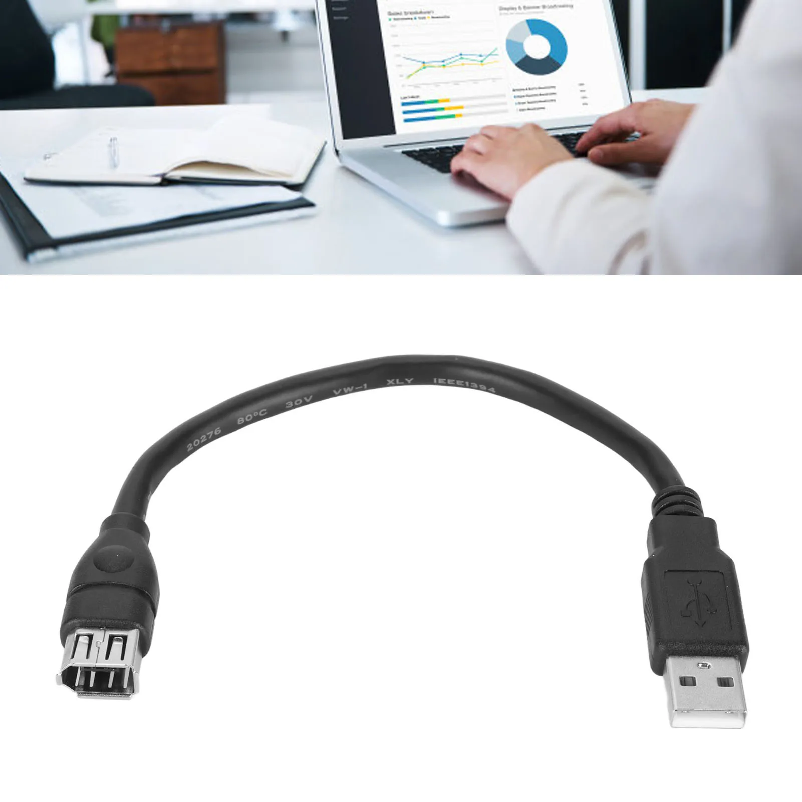 Firewire 6 Pin To USB Cable Easy To Bend Firewire 1394 6 Pin To USB Adapter Cable Professional Female To Male for Scanner