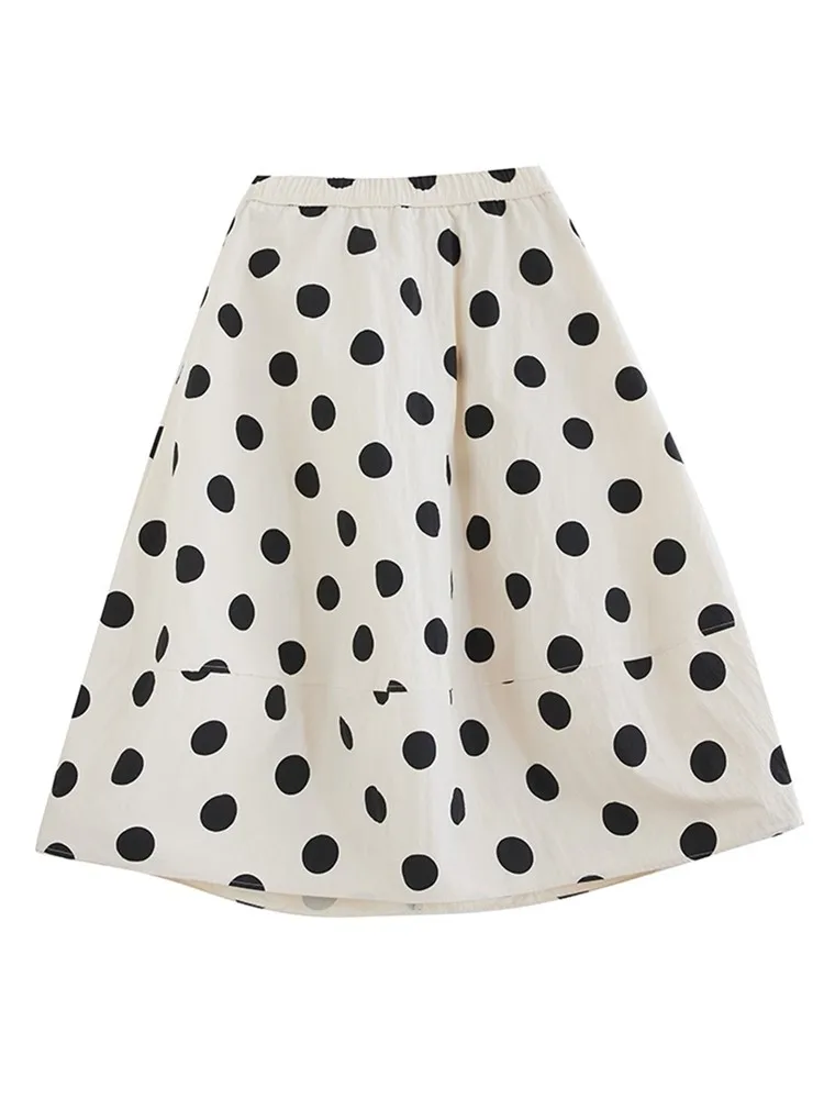 cotton oversized vintage Polka Dot Elastic high waist summer
