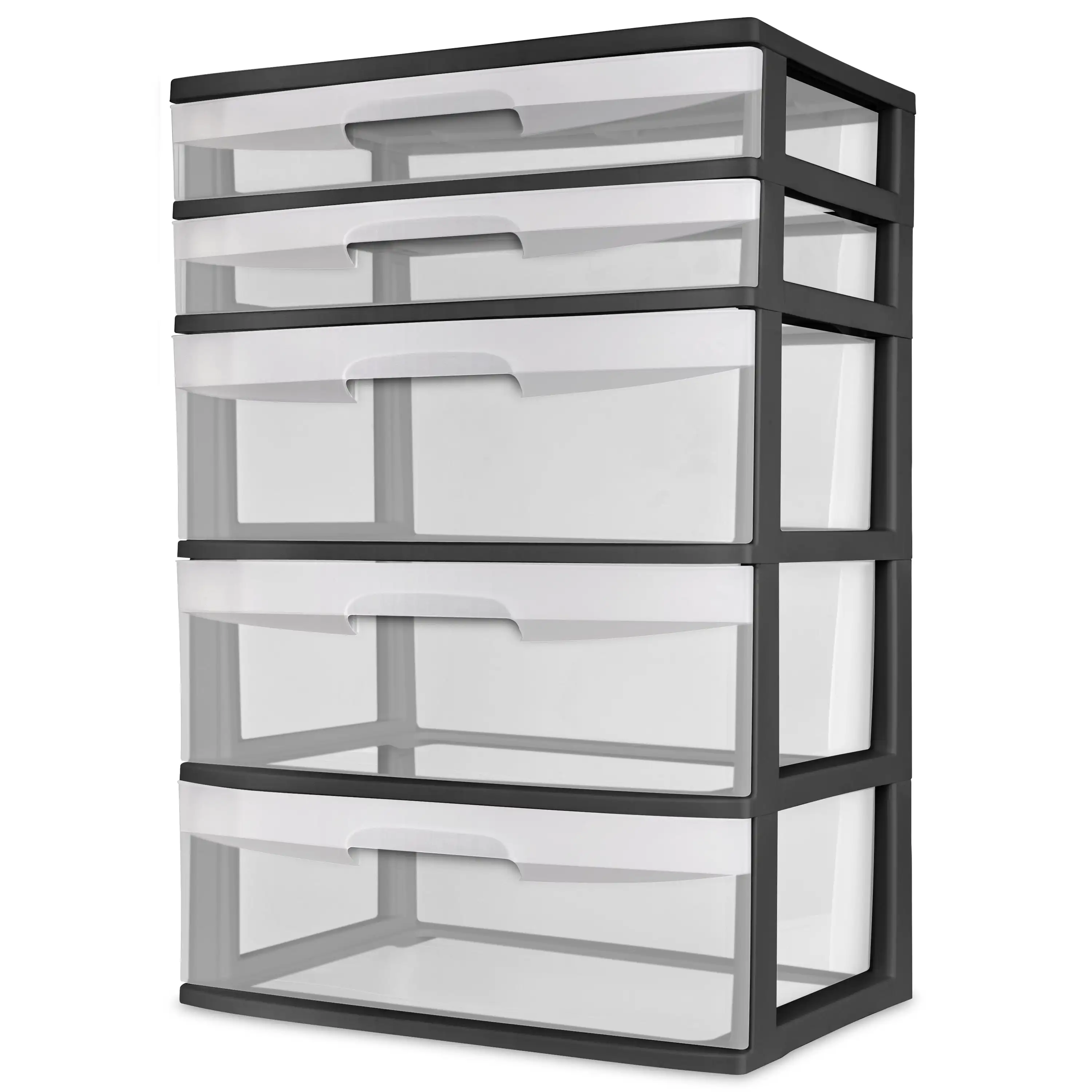 

Sterilite Plastic 5 Drawer Wide Tower Black