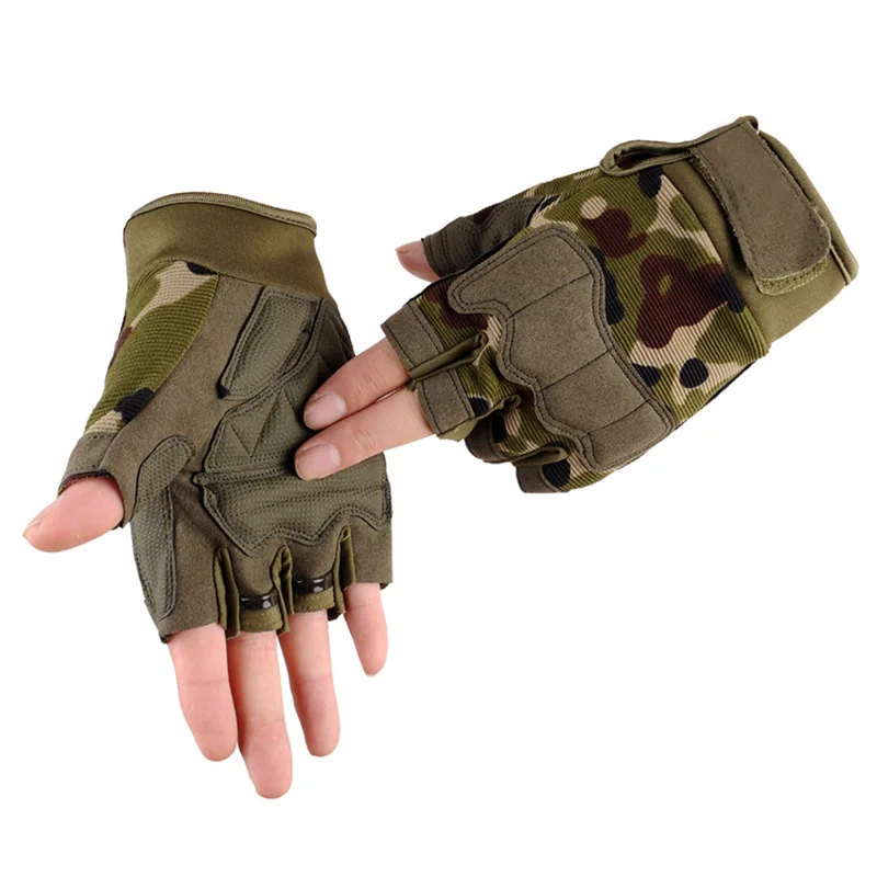 Men Women Outdoor Sport Fitness Half Finger Bicycle Cycling Glove Camouflage Non Slip Palm Mitten S64 5
