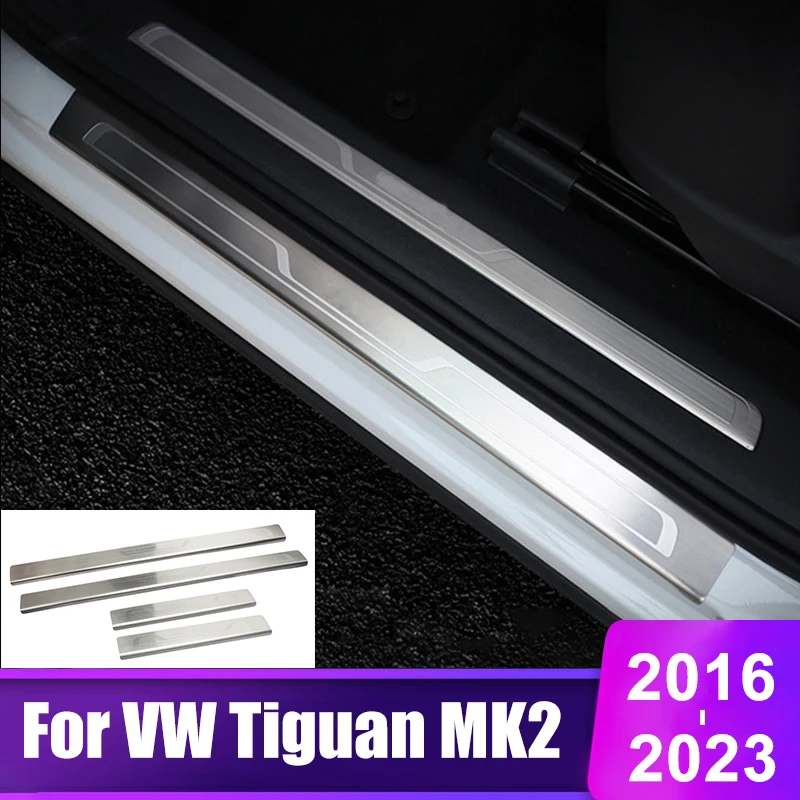 

For Volkswagen VW Tiguan MK2 2016 2017 2018 2019 2020 2021 2022 2023 Car Door Sill Scuff Plate Cover Trim Protector Accessories