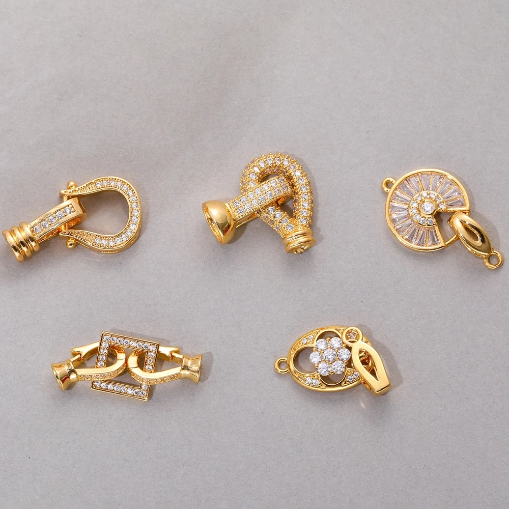 Jewelry Making Accessories Juya Handmade 18K Gold Plated Decoration Connector Fastener Lock Clasps Accessories For DIY Needlework Beading Jewelry Making
